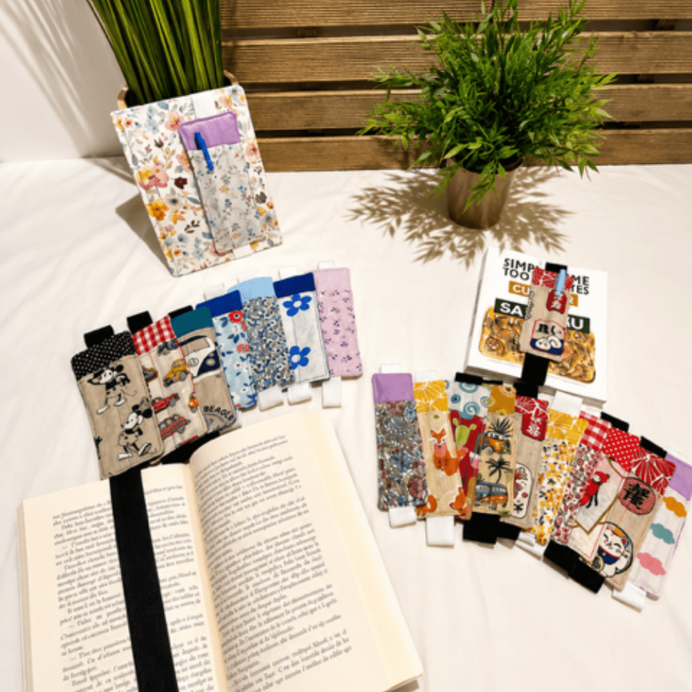 Marque page élastiqué avec rangement crayon GM 6€ / Modèle livre de poche 4€